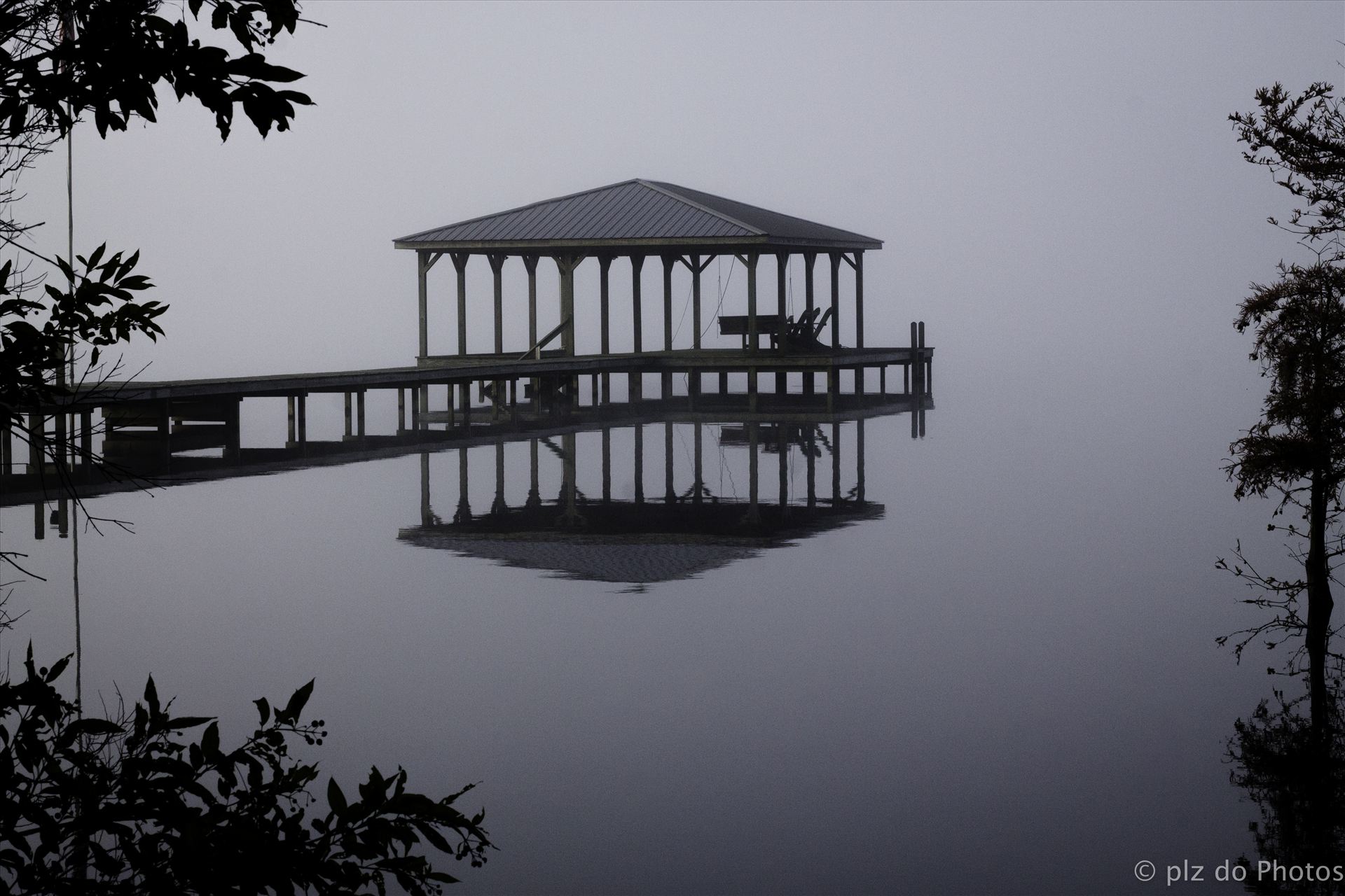 One Foggy Morning - This image was taken at Lake Waccamaw, NC from my mother's yard one fall morning.  I hoped to capture the peacefulness and beauty that I saw this morning. by Patricia Zyzyk